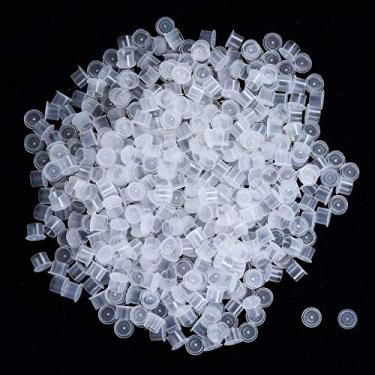 Imagem de Tampões de tinta médios, 500 peças de plástico branco descartáveis com base, tampão de tinta pigmento de maquiagem tamanhos 13 mm médio (500 M)