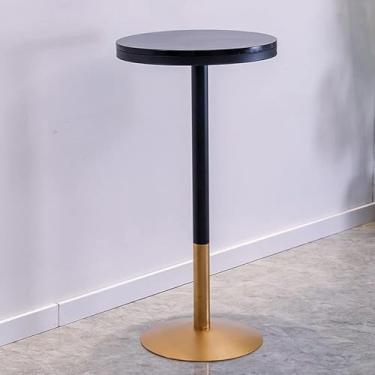 Imagem de Mesa de coquetel alta redonda de mármore moderna, barra de mármore dourado, com moldura de metal forte, adequada para sala de estar, cozinha, cafeteria, altura 75 cm, 95 cm, 105 cm, altura 95 cm (37,4
