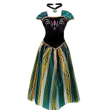 Imagem de kuisen Vestido de princesa da rainha da neve para mulheres adultas fantasia festa fantasia Halloween cosplay Costum, Verde, 3G