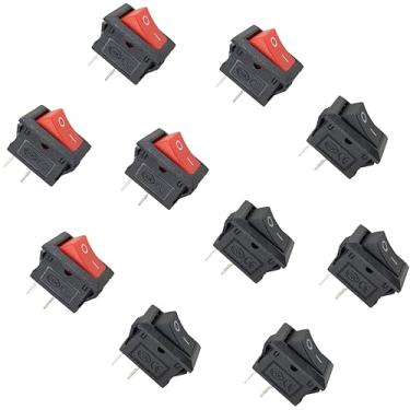 Imagem de DIYables Interruptor basculante ON/Off para Arduino, ESP32, ESP8266, Raspberry Pi, formato retangular, preto e vermelho, 10 peças
