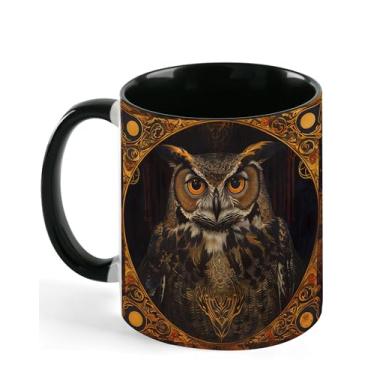 Imagem de Caneca de café de coruja 325 ml xícara de chá de cerâmica canecas de café divertidas com alça