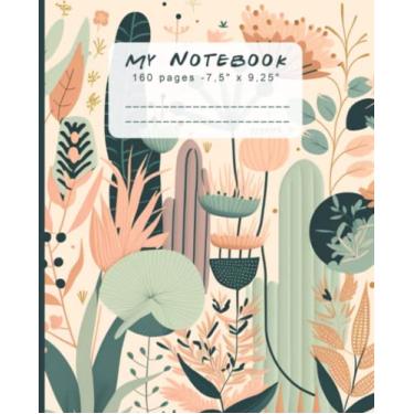 Imagem de Plants Composition Notebook - Wide College Ruled - 7,5'' x 9,25'' - 160 pages - White Paper: Plants Design Composition Notebook For School, College, ... Wide Ruled Pages | 7,5'' x 9,25'' | BW Lines