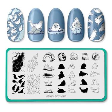 Imagem de Maniology Prato de estampagem de unhas para filhotes de água, adoráveis placas de carimbo de silhuetas de selo, desenhos de manicure de iglu, iclu, icebergs e paisagens aquáticas de inverno, padrões