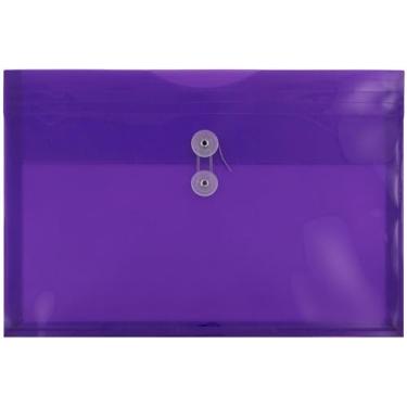 Imagem de JAM PAPER Envelopes de plástico com fecho de botão e cordão - Folheto Legal - 23,5 x 35,5 cm - Roxo - Pacote com 3