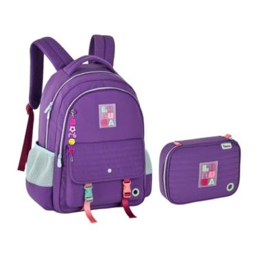 Imagem de Kit Mochila de Costas Com Bolso Antifurto e Estojo Box Luluca Grande Feminino Soft LU24...