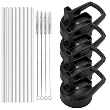 Imagem de XccMe Tampa de canudo para Hydro Flask, boca larga, pacote com 4 tampas de substituição com canudos para garrafas de água de boca larga 12, 16, 18, 22, 32, 40, 64 g, acessórios de tampas de garrafa