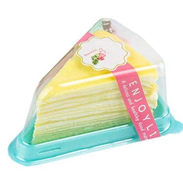 Imagem de Conjunto de 50 recipientes para bolo de cheesecake, porta-retentor de fatias, caixa transparente de bolos de plástico, Verde