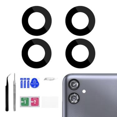Imagem de BESJMYT Pacote com 2 lentes de reposição para câmera traseira Samsung Galaxy A04e Lentes de vidro adesivas para câmera traseira com kit de reparo de ferramenta de reparo de pinça pano de poeira para