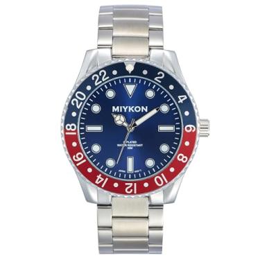 Imagem de Miykon Relógios de mergulho masculinos | Relógio analógico esportivo casual masculino com pulseira de aço inoxidável polido iônico | Ponteiros luminosos, vidro resistente a arranhões, quartzo japonês,