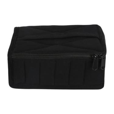 Imagem de harayaa Caixa de óleo essencial perfume caixa organizador de grande capacidade saco de algodão 30 compartimentos saco de armazenamento de esmalte para viagens, Preto
