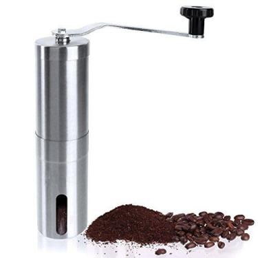 Imagem de Moedor de Café Manual de Inox Triturador de Grãos com Centro de Cerâmica e Manivela e Nível de Moagem Ajustável Portátil Cozinha Uso Doméstico
