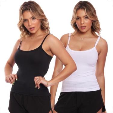 Imagem de Kit 2 Blusinha Alcinha Regata Fitness Canelada Básica - MC Digital, G,