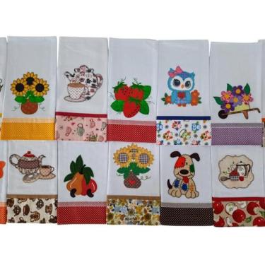 Imagem de Kit Pano de Prato Bordado Atacado 30 PEÇAS Sacaria Santa Margarida