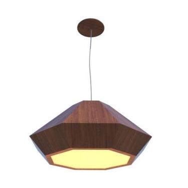 Imagem de Lustre Pendente Facetado Diamante 72x32cm 3xE27 Madeira - FOXLustres, 