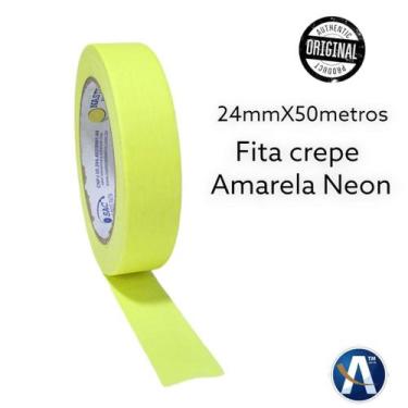 Imagem de Fita Crepe 24mmx50m Cor Amarela Neon - Nastro