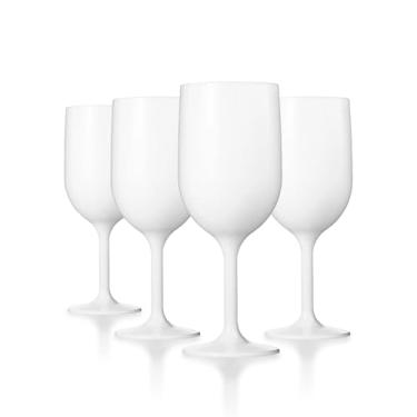 Imagem de Drinique Taças de vinho inquebráveis (conjunto com 4) 355 ml à prova de estilhaçamento, reutilizáveis Tritan taças de vinho tinto ou branco - branco