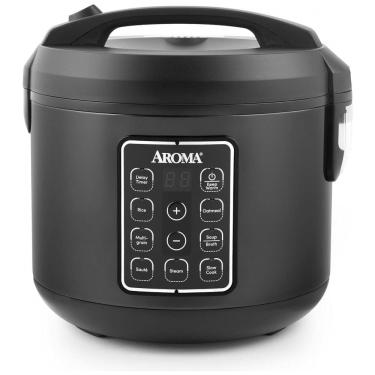 Imagem de Panela de Arroz Elétrica até 12 xícaras não Cozidas com Painel de Controle, 110V, AROMA 966BD, Preta