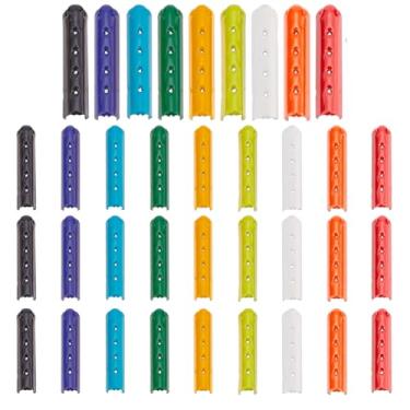 Imagem de PH PandaHall 36 peças de pontas de cadarço, 9 cores de meia coluna de liga de liga de coluna, extremidades de cabo de substituição suave, pontas de metal para tênis, capuzes de lona, calças de praia,