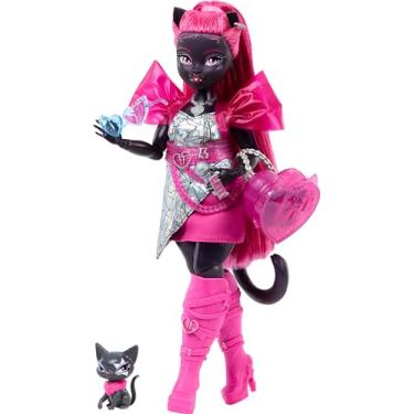Imagem de Monster High Boneca Catty Noir, Werecat com amuleto de gato de estimação e acessórios como mochila, livro de música, microfone e muito mais