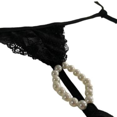 Imagem de Calcinha Tailandesa Pérola Massageadora Tanga De Renda Luxo Feminino L