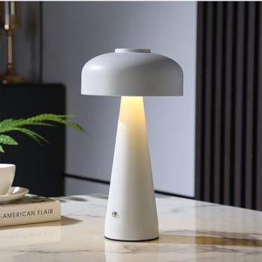 Imagem de Cogumelo Sem Fio Abajur De Mesa Moderno Regulável Toque Luz Noturna Recarregável Abajur De Acrílico Abajur De Cabeceira Para Quarto Hotel Restaurante(White)
