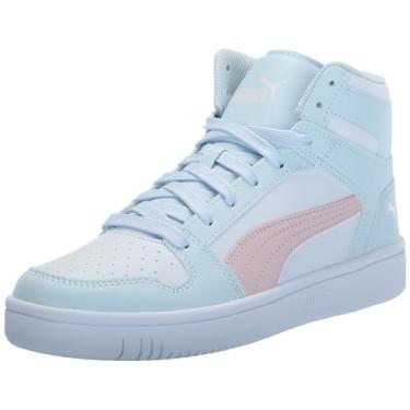 Imagem de PUMA Tênis infantil unissex com gancho e laço de couro sintético Rebound Layup, Puma Branco-gelado rosa - gota de orvalho, 11 Little Kid