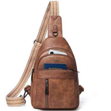 Imagem de Bolsa de Estilingue LATMAP 7L em Couro PU Marrom - Unissex