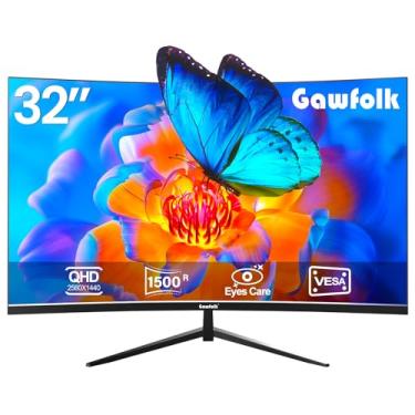 Imagem de Gawfolk Monitor De Computador De 32 Polegadas Qhd (2560 X 1440) 2K 1500R Monitores De Computador Curvos 75Hz Monitores De Pc Tela Va Para Casa, Escritório E Dormitório, Suporte Para Montagem Em Pare