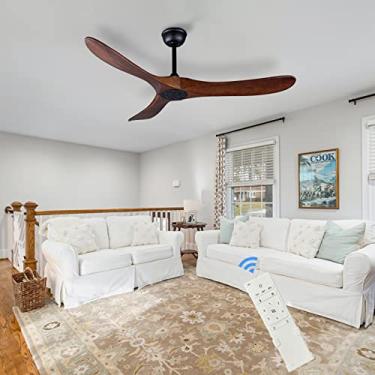 Imagem de FOBLKS Ventilador De Teto De Quarto De 52", Ventilador De Teto De 3 Lâminas Com Controle Remoto, Ventiladores De Teto Sem Luzes, 2 Hastes De Descida, Motor Dc Reversível De 22 W, Economia De Energia