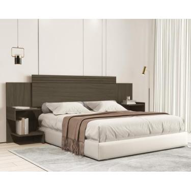 Imagem de Cabeceira de Madeira para Cama Box Casal e Queen Aurora com Nichos - C