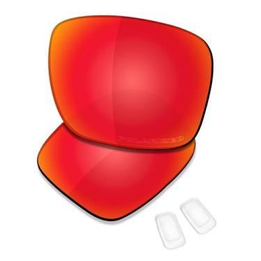 Imagem de SAUCER Lentes de reposição premium e protetores de nariz para óculos de sol Oakley Coldfuse OO6042 High Defense - vermelho fogo polarizado