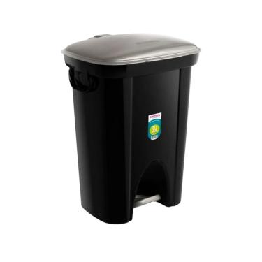 Imagem de Lixeira Plástica Grande 36 Litros com Tampa Pedal Cesto de Lixo Banheiro Cozinha Preto - SR298/20 Sanremo 