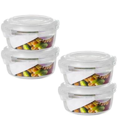 Imagem de Conjunto 4 Potes 400ml Vidro Hermético Mantimentos Marmita - PRATICASA