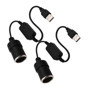 Imagem de WYMECT Pacote com 2 entradas USB A macho para isqueiro de carro de 12 V, adaptador de isqueiro USB DC 5 V a 12 V, para câmera de painel, GPS, tiras de luz LED de carro e outros eletrônicos automotivos