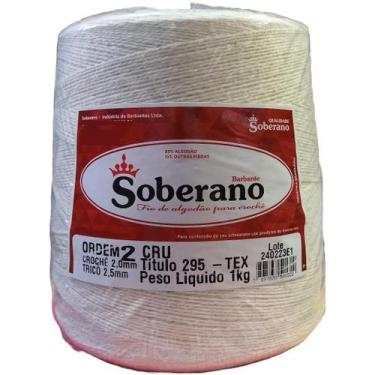 Imagem de Barbante Cru Soberano Cone de 1 Kilo Fio Espessura N 2, 3, 4, 6, 8, 10