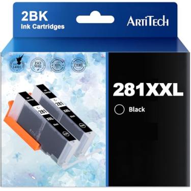 Imagem de ArtiTech Cartuchos de tinta compatíveis com Canon CLI-281 CLI-281 XXL BK Preto funciona para PIXMA TR7520 TR8520 TS9120 TS6120 TS6220 TS8120 TS8220 TS9520 TS9521C Pacote com 2