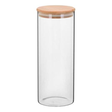 Imagem de TABLE POTE PORTA MANTIMENTOS 25x10x10cm 1,4 LITROS BOROSILICATO TRANSPARENTE COM TAMPA BAMBU