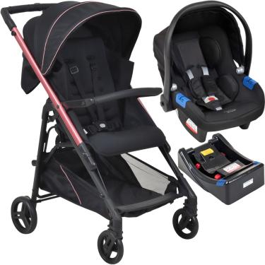Imagem de Carrinho de Bebe com Bebe Conforto Base Burigotto Tak Metal Rose