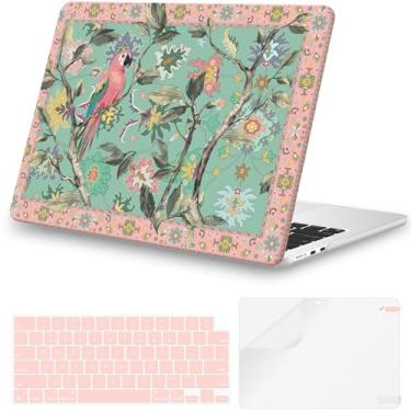 Imagem de iCasso Capa para M4 MacBook Air 13 polegadas 2025 2024-2022 M3 M2 modelo A 3240 A3113 A2681, capa rígida protetora resistente para Mac Air 13,6 polegadas, capa de teclado + protetor de tela, verde