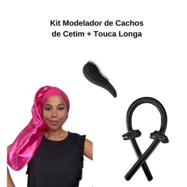 Imagem de Anny Beleza- Kit Touca Longa de Cetim com Faixa - Modelador de Cachos 