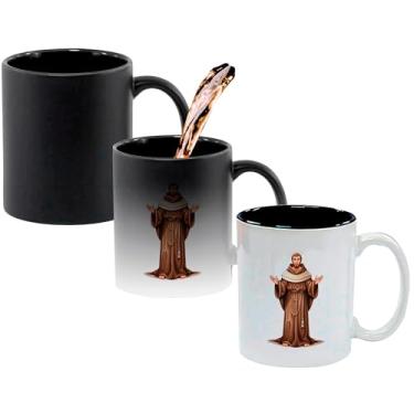 Imagem de Caneca Mágica Muda de Cor Interna Preta Porcelana 325ml - Santo Sao Francisco de Assis Igreja Catolica 2