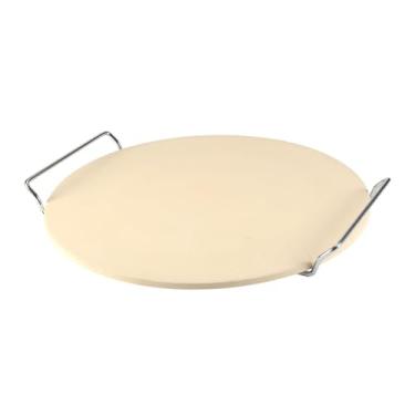 Imagem de Bothyi Pedra de pizza para assadeira de forno para churrasqueira ferramenta portátil de pizza de resistência de alta temperatura com suporte para churrasco