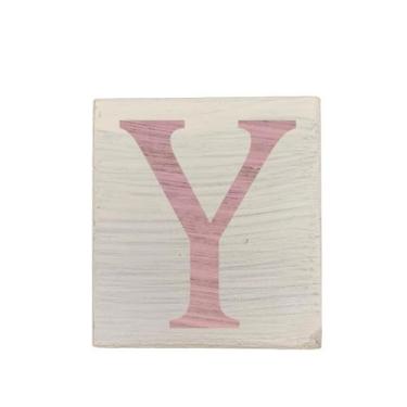 Imagem de Cubo Branco Letra Rosa Bebê Festa Chá de Bebê Decoração 8x8x8 Cm Mdf M