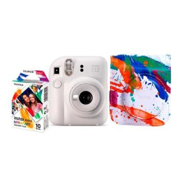 Imagem de Kit Câmera Instax Mini 12 + 10 fotos Spray Art Bolsa Branco