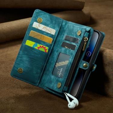Imagem de HPQWN Para Galaxy S24 Ultra Case Flip Leather Wallet Cover (Para Galaxy S24 Ultra/Azul 008)