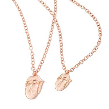 Imagem de Conjunto de colar e pulseira com a língua de ouro rosa The Rolling Stones