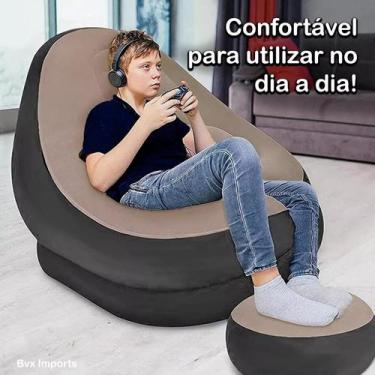 Imagem de Poltrona Inflável Ultra Lounge Com Pufe Sofá Preguiçoso - SOFÁ POLTRON