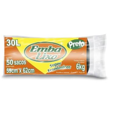 Imagem de Saco De Lixo Embalixo Preto 30L Rolo 50 sacos - Embala lixo