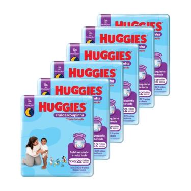 Imagem de Fralda Descartável Huggies Tripla Proteção Roupinha Tamanho xxg, 6 Pacotes com 22 Fraldas - Total 132 Tiras