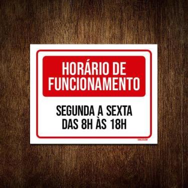 Imagem de Placa Horário Funcionamento Vermelho 8 As 18 18X23